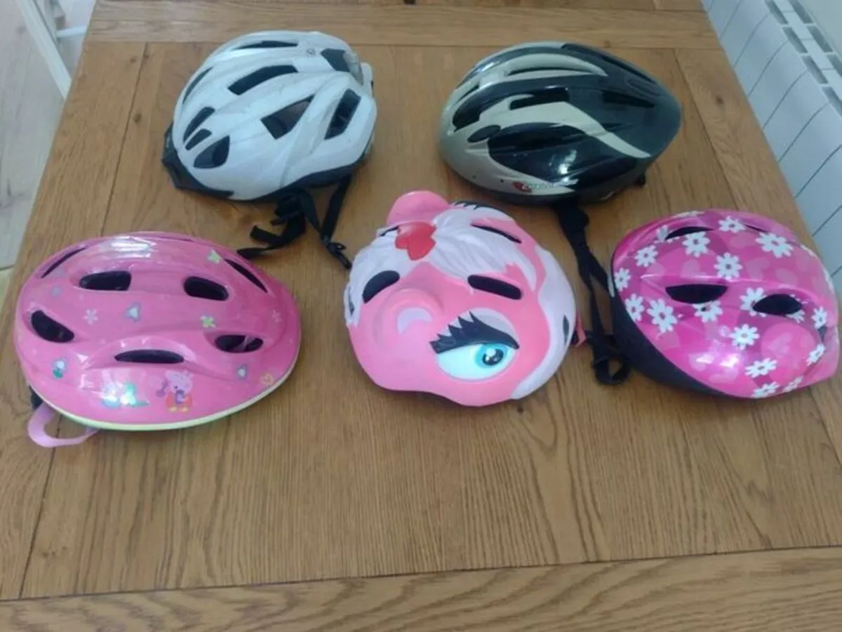 5 Bike Helmets - 2 Adult's +  3 Children's - Image 1
