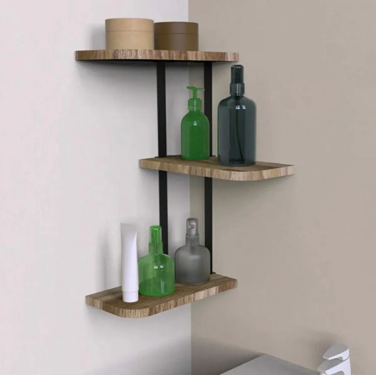 3 Tier Corner Shelf Modern Floating Wall Shelves - Image 1