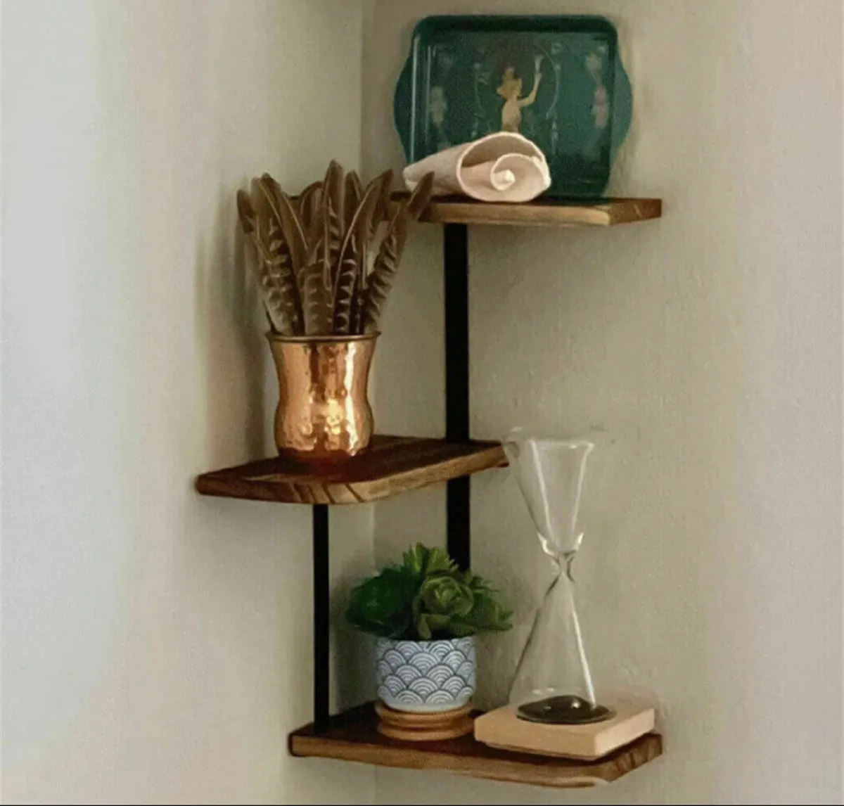 3 Tier Corner Shelf Modern Floating Wall Shelves - Image 2