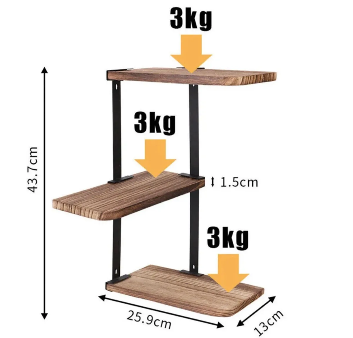 3 Tier Corner Shelf Modern Floating Wall Shelves - Image 3