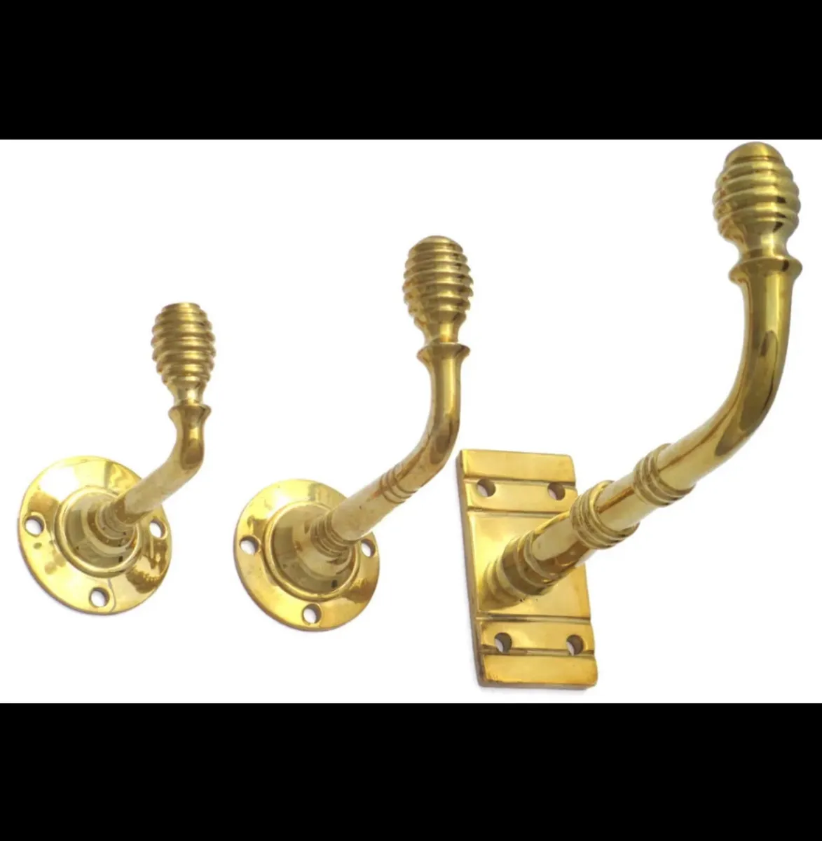 Solid Brass Coat Hook 3 Sizes Available NEW - Image 2