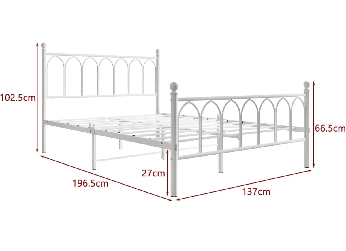 Double Metal Bed Frame 135 x 190 cm with Headboard - Image 3