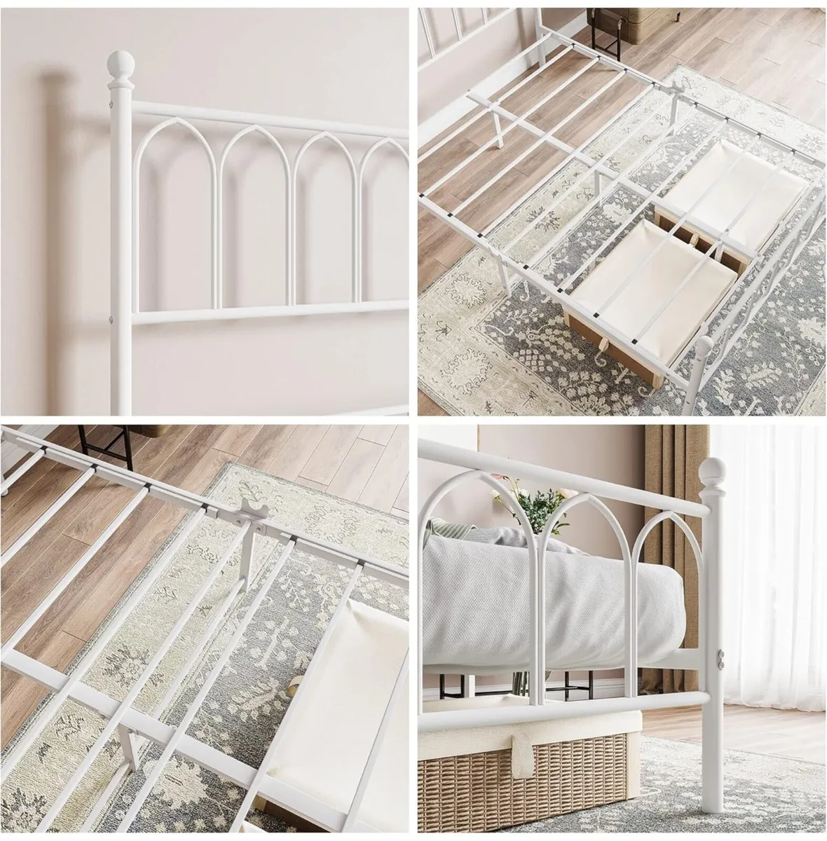 Double Metal Bed Frame 135 x 190 cm with Headboard - Image 4