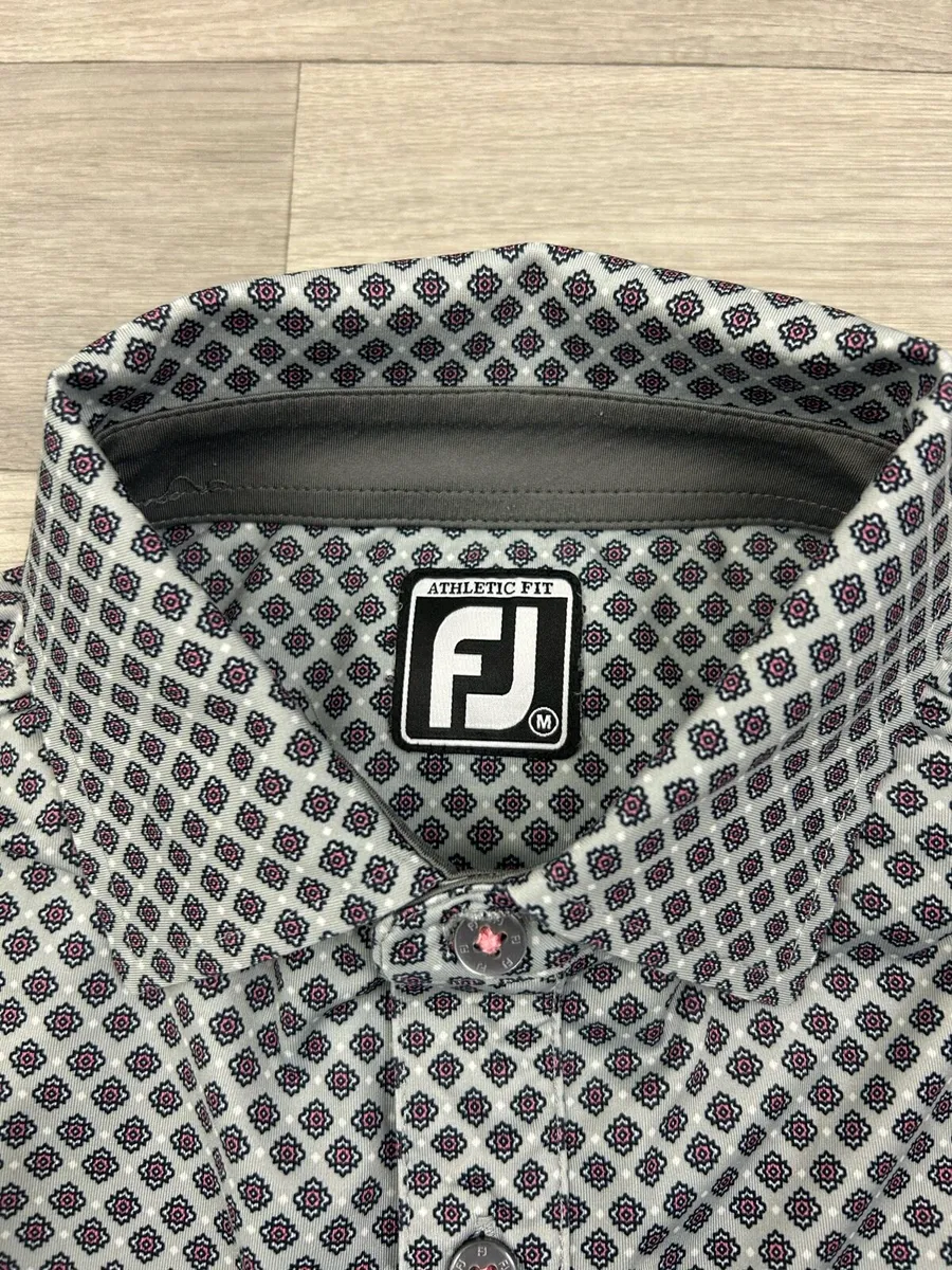 FootJoy Patterned Golf Polo Shirt Mens Medium - Image 4