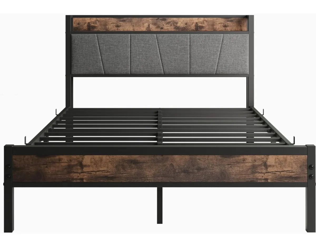 Double Bed Frames with Storage Headboard,Heavy Dut - Image 2
