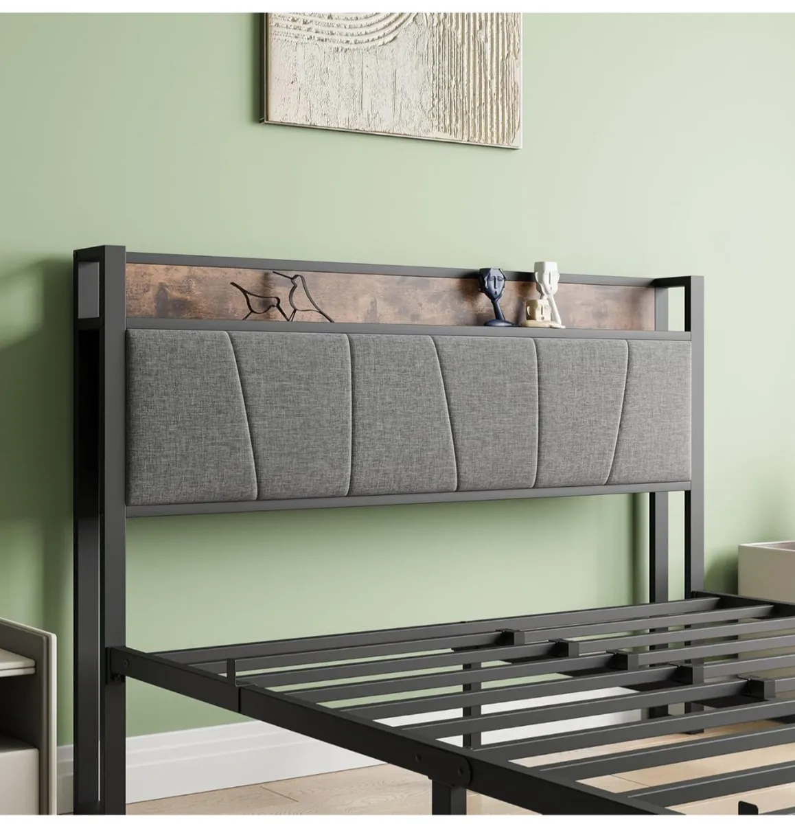 Double Bed Frames with Storage Headboard,Heavy Dut - Image 4