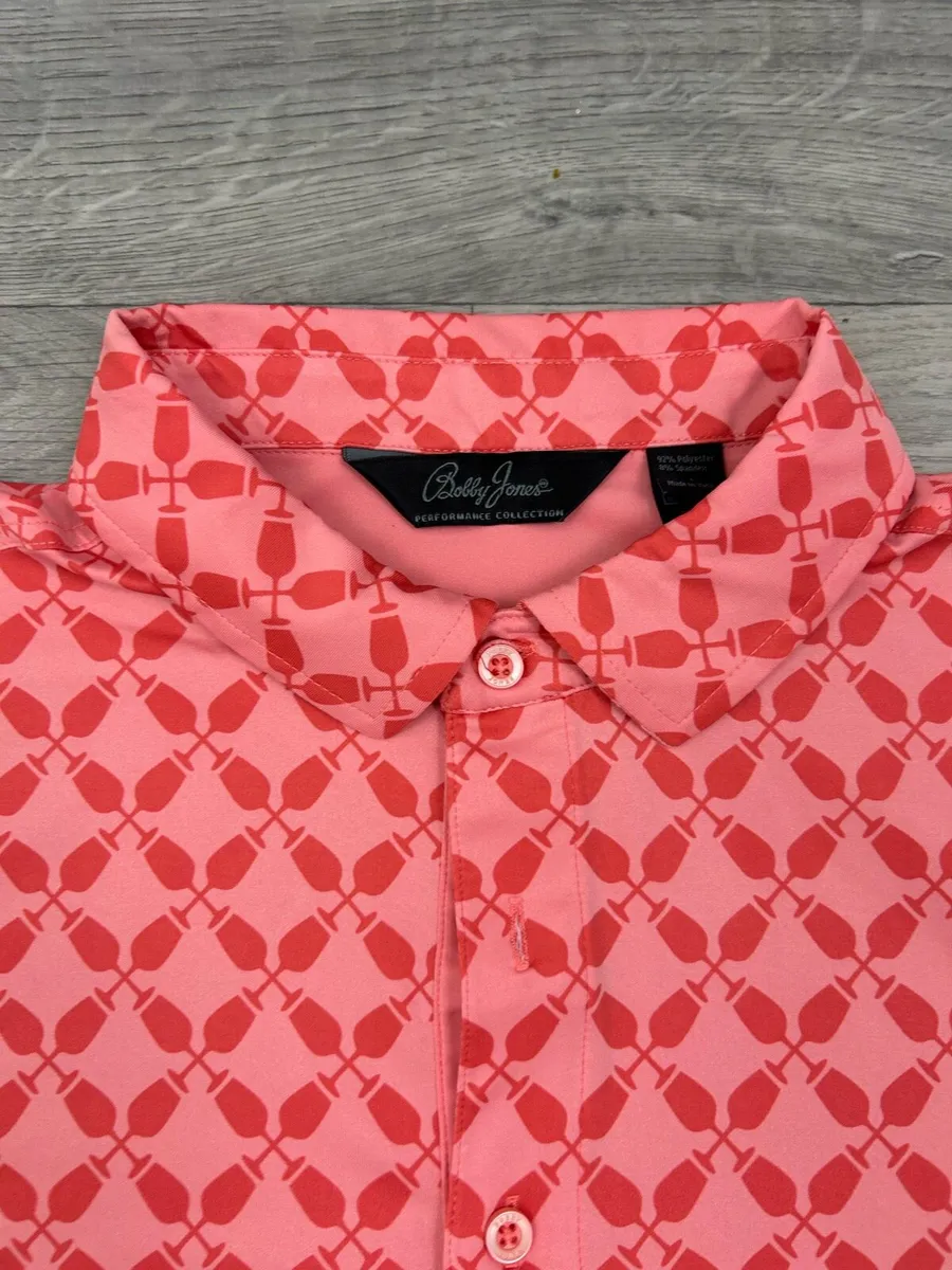 Bobby Jones Patterned Golf Polo Shirt Mens Large - Image 3