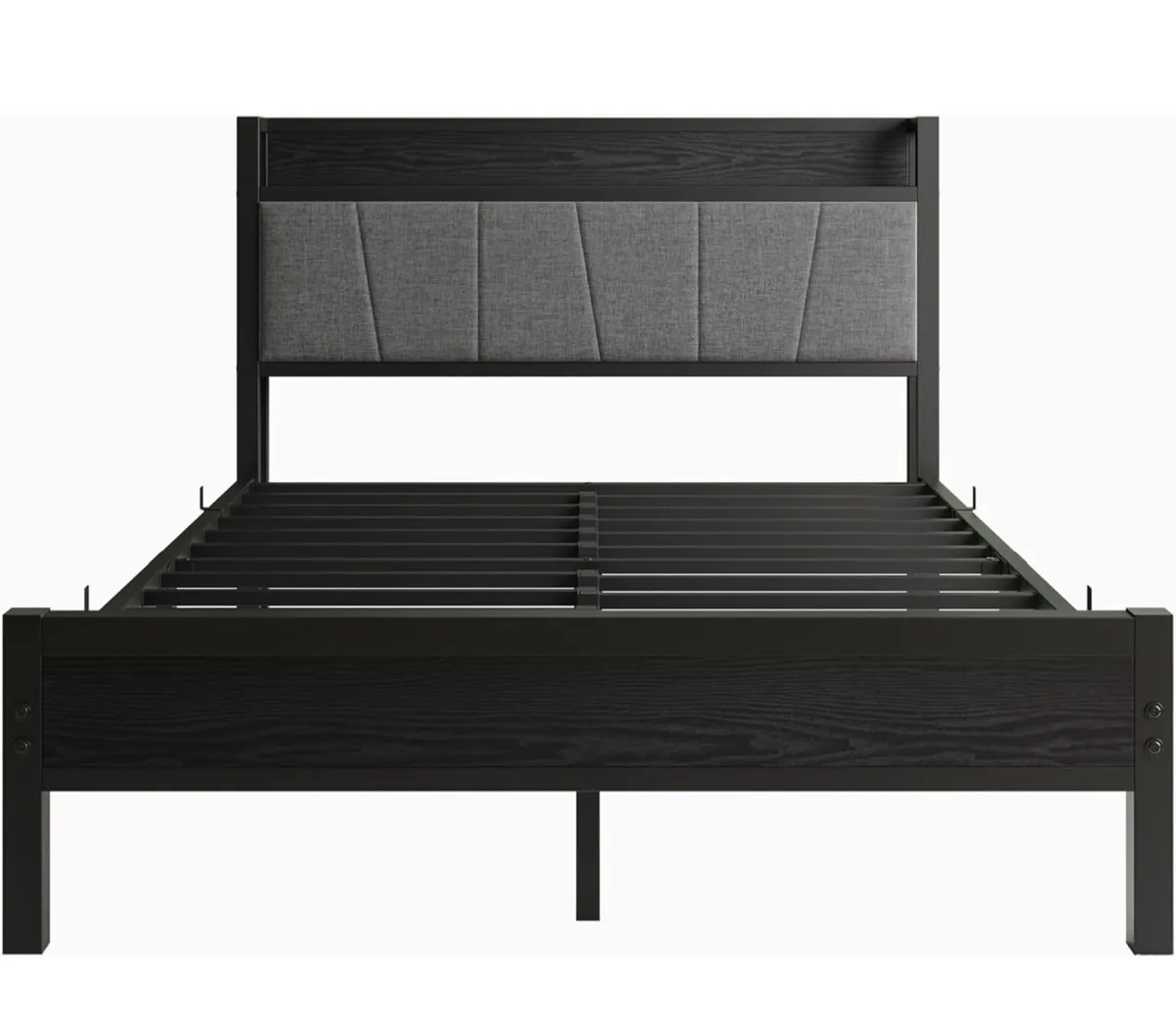 Double Bed Frames with Wooden Storage Headboard,He - Image 2