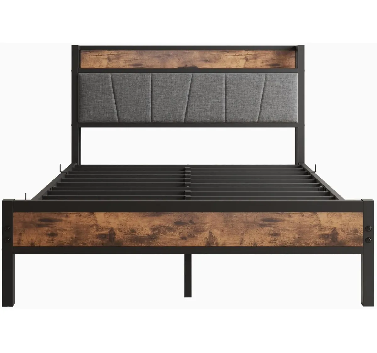4ft6 Double Bed Frame with Charging Station,Storag - Image 2