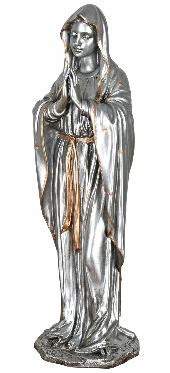 Art Nouveau Figurine Madonna Statue Silver Sculptu - Image 1