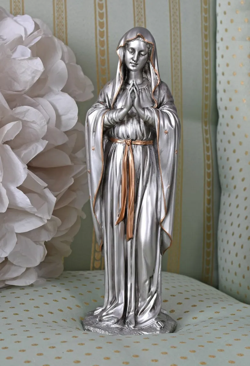 Art Nouveau Figurine Madonna Statue Silver Sculptu - Image 2