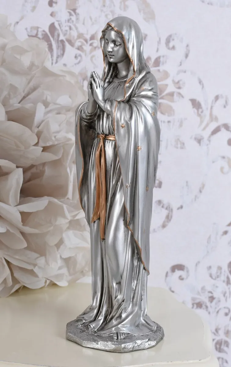 Art Nouveau Figurine Madonna Statue Silver Sculptu - Image 4