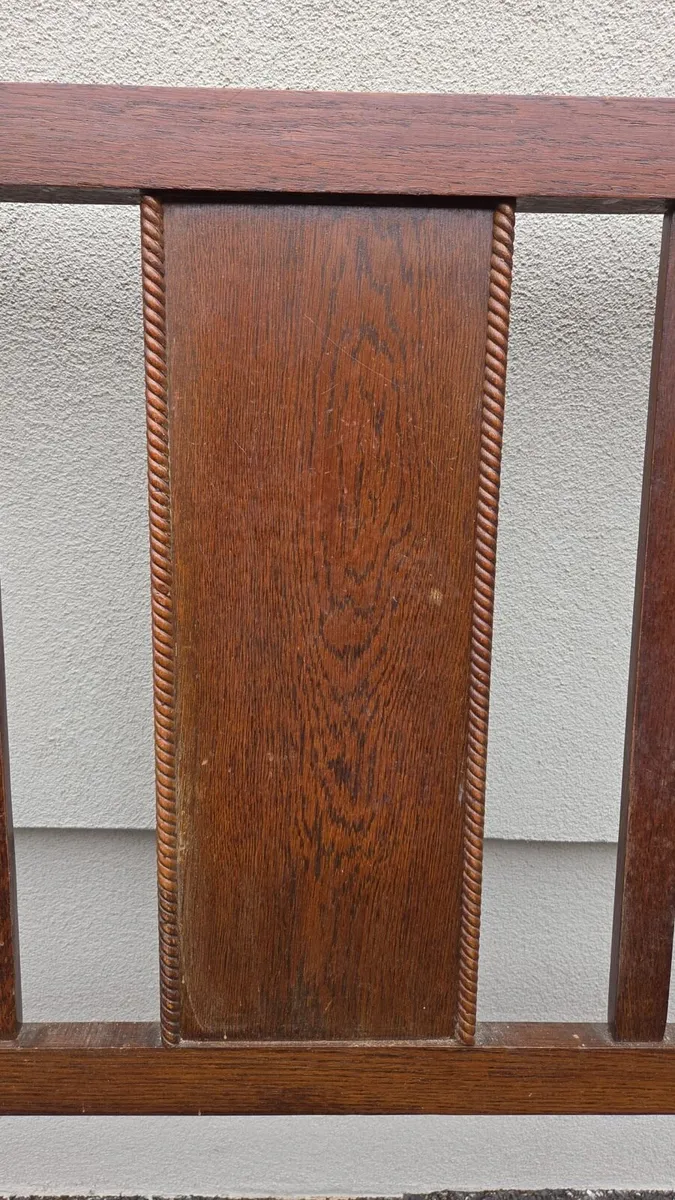 Art deco solid oak bed head foot and frame - Image 2