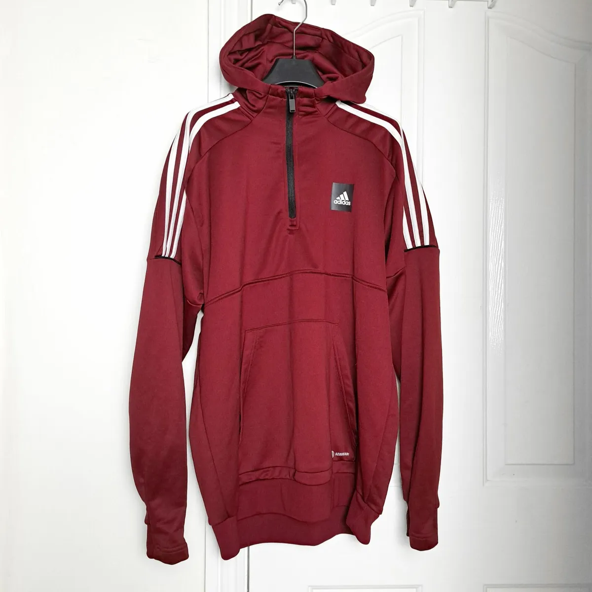 Adidas AEROREADY Red Half Zip Hoodie Sweatshirt L - Image 1