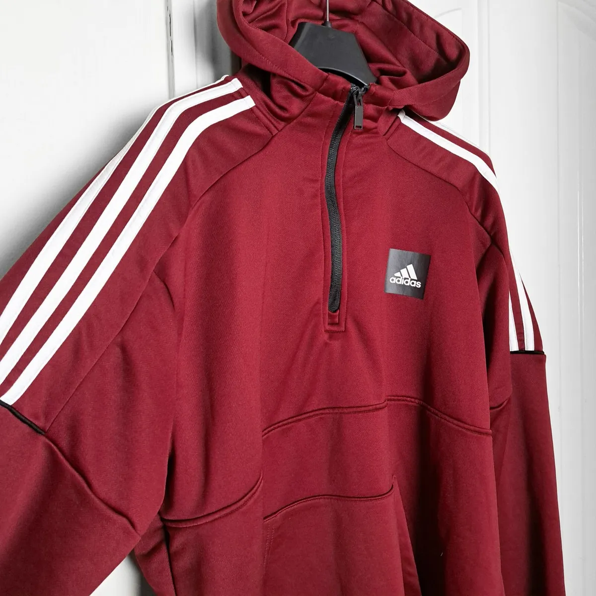Adidas AEROREADY Red Half Zip Hoodie Sweatshirt L - Image 3