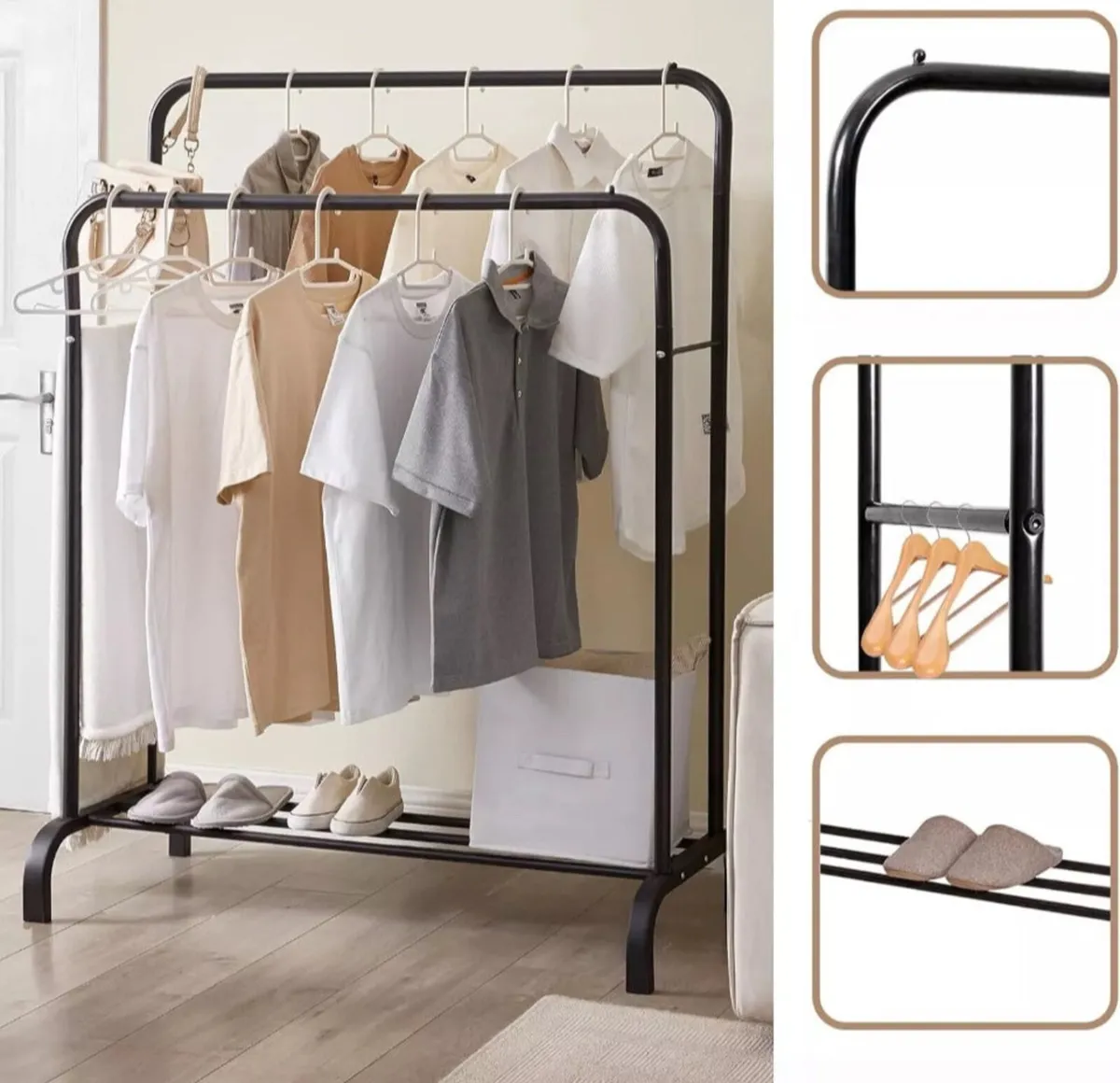 New Double Clothes Rail with Shelf - Image 1