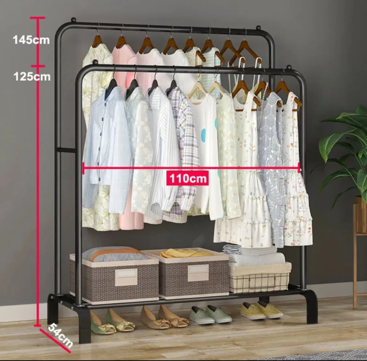 New Double Clothes Rail with Shelf - Image 3