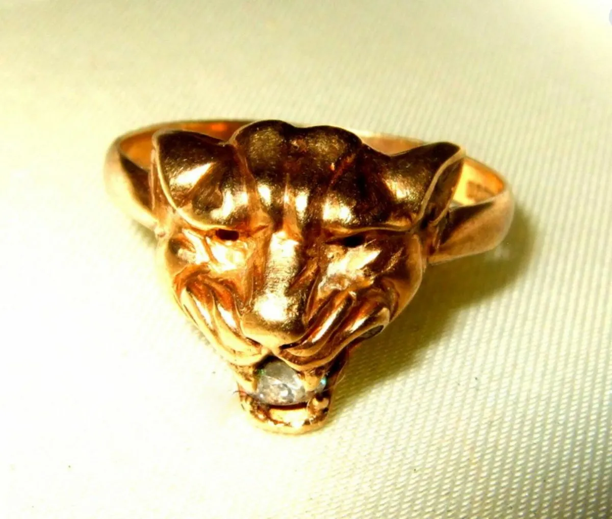 Vintage Hallmarked 9ct Gold Gemset 'Panther' Ring - Image 2
