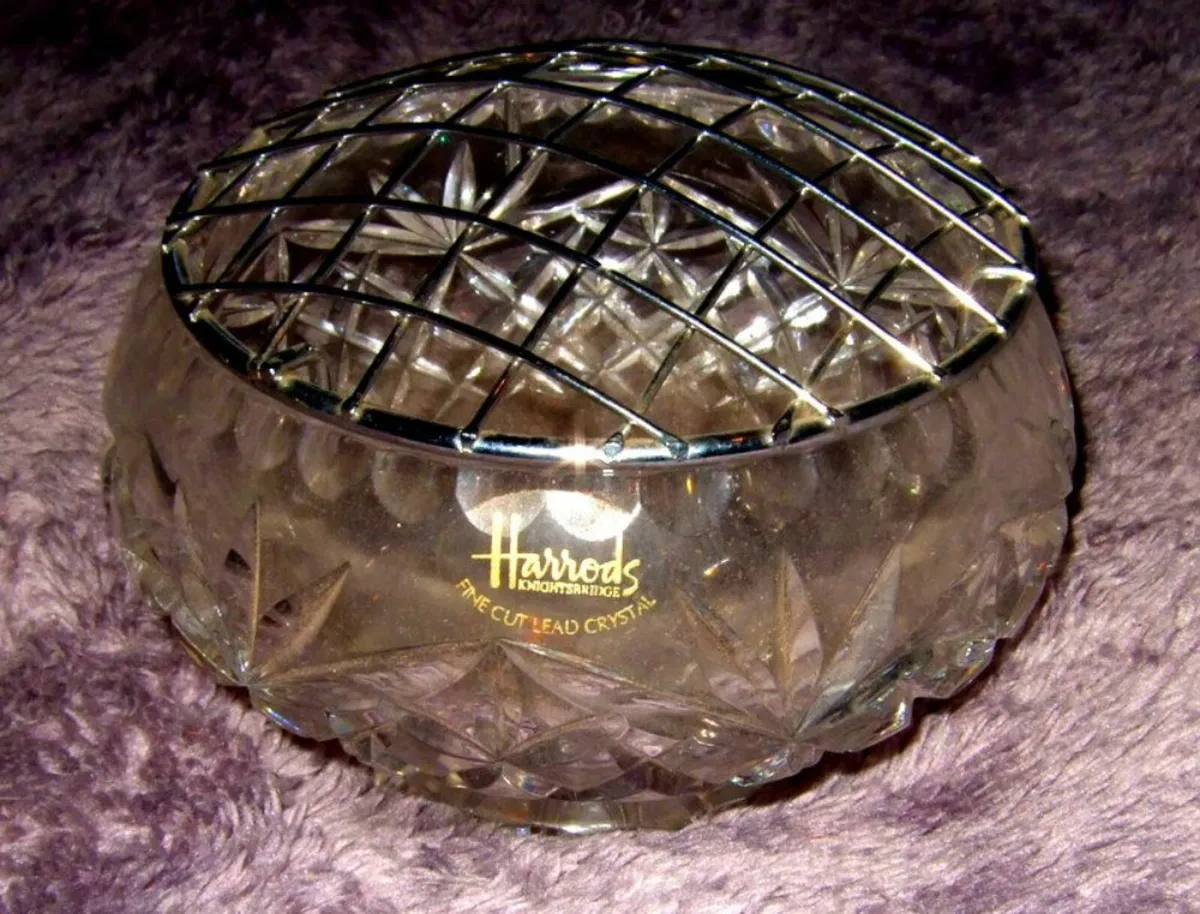 Vintage Harrods Crystal Rose Bowl - Image 1
