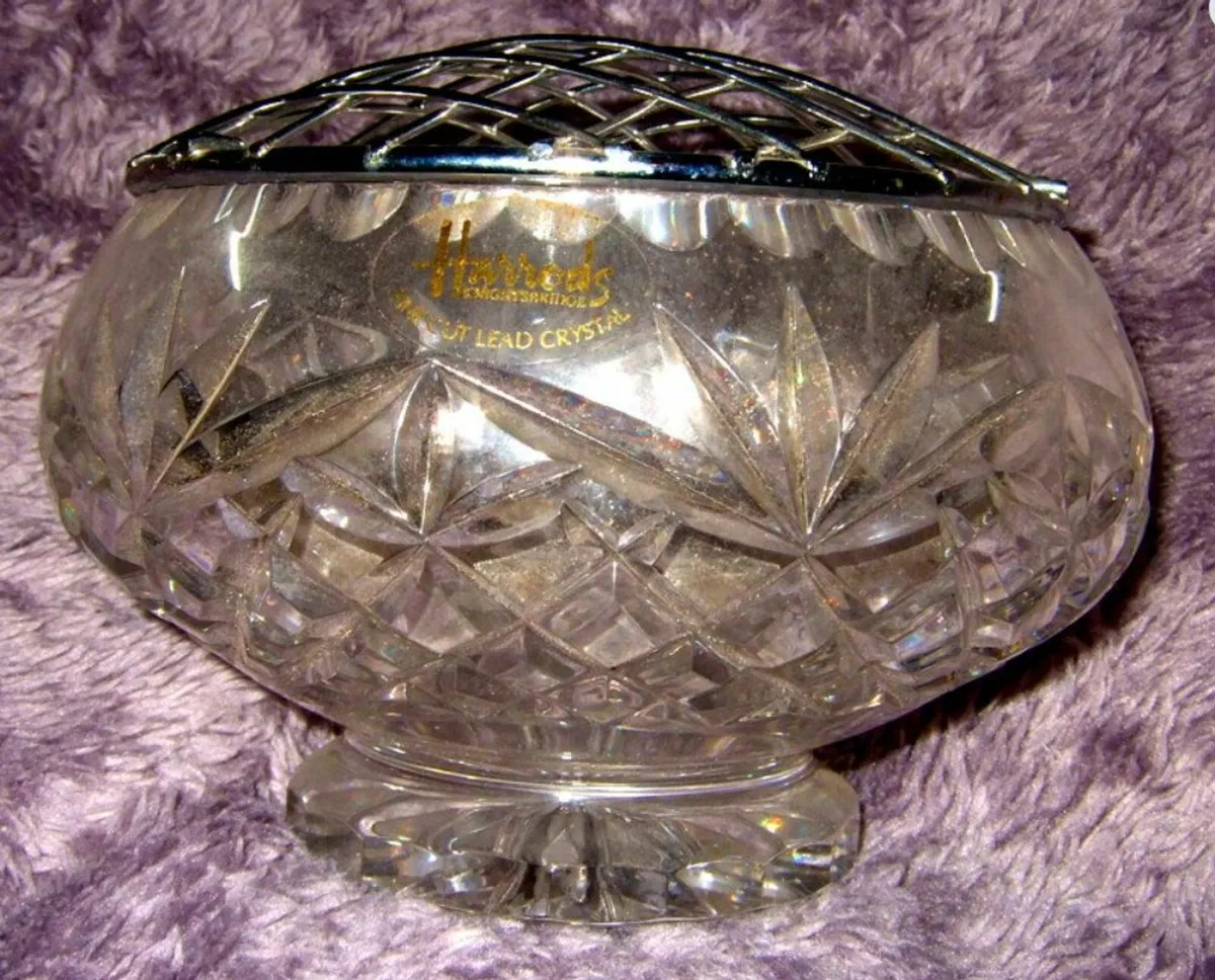 Vintage Harrods Crystal Rose Bowl - Image 4