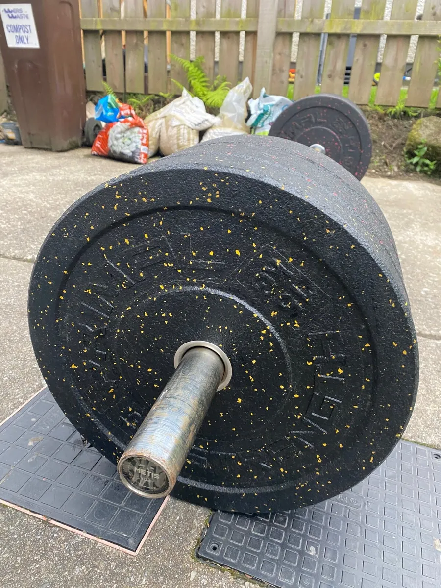 150kg Primal bumper plates and bar - Image 2