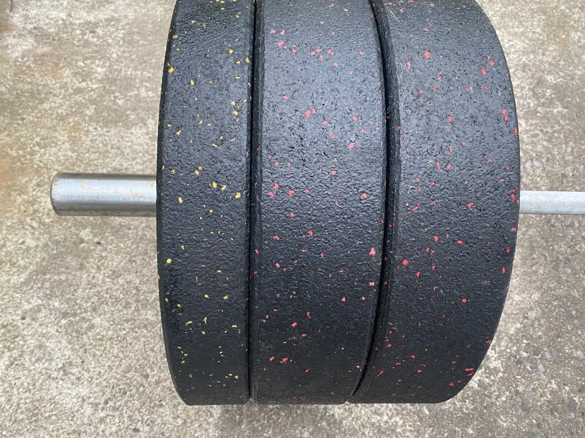 150kg Primal bumper plates and bar - Image 3