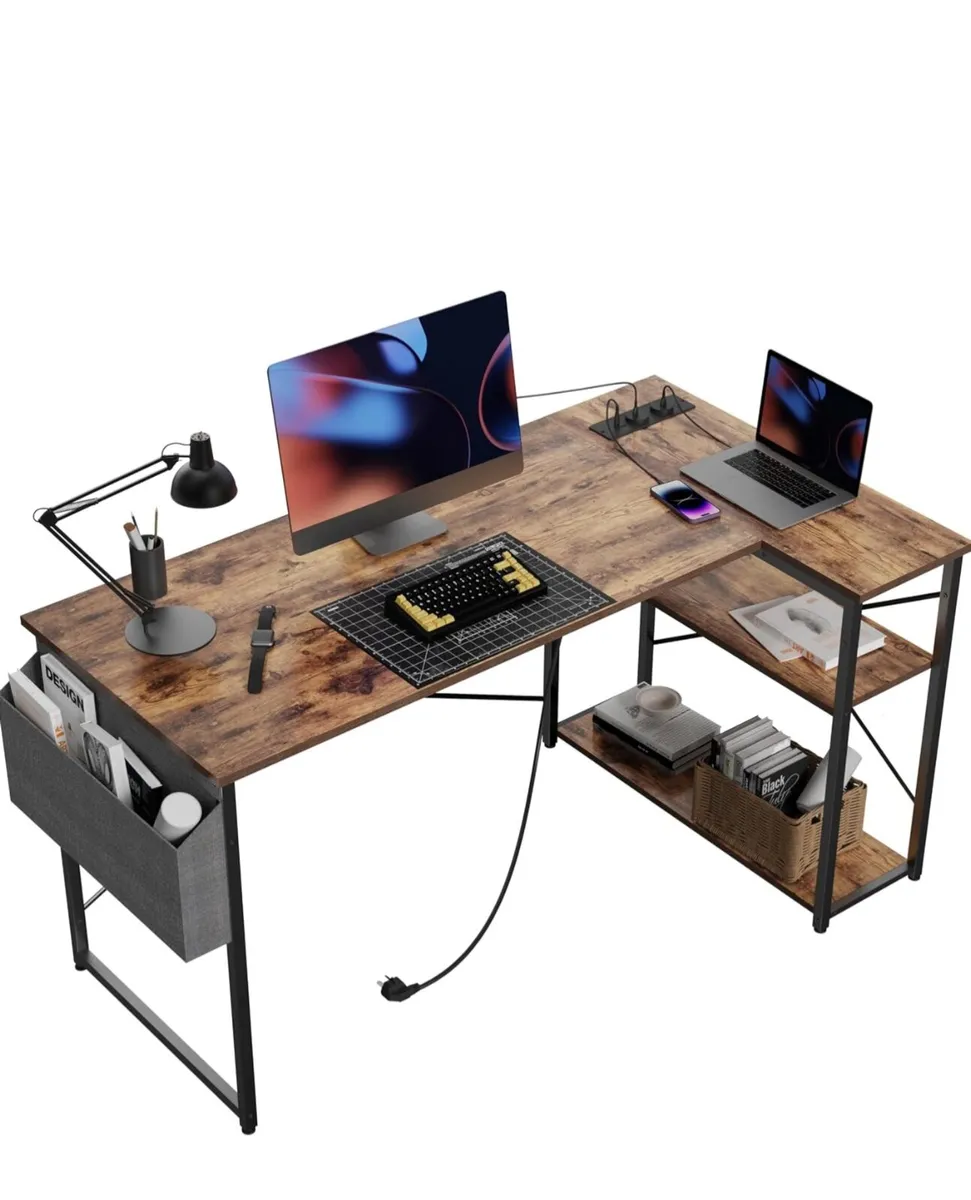 Small L Shaped Desk with Power Outlets  100x70 cm - Image 4