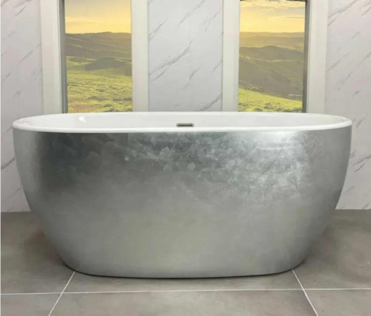 CLEARANCE - Designer Bath - Silver Leaf Design