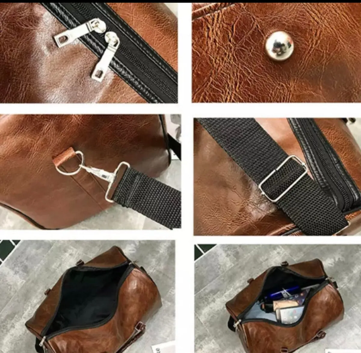 PU Leather Duffle Bag Travel Sports & Travel Bag - Image 4