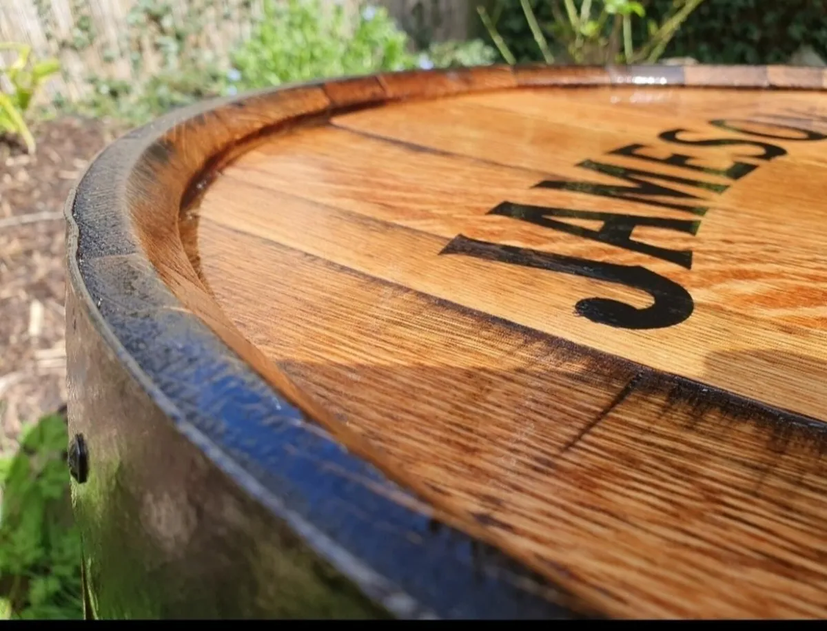 Jameson Oak Whiskey Barrel End Table - Image 3
