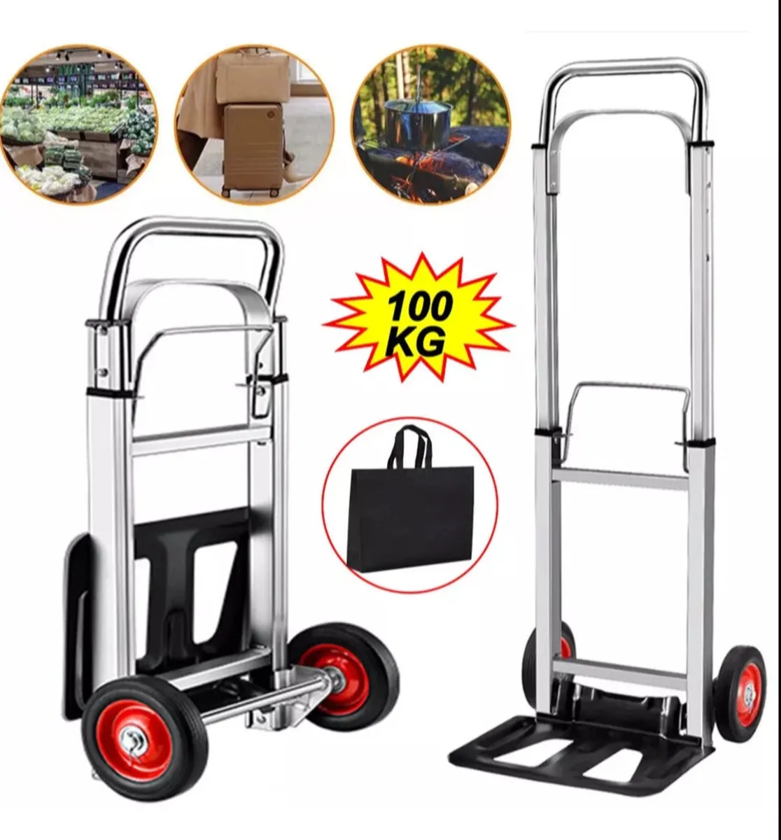 100kg Folding Sack Truck Trolley Hand Cart NEW - Image 1