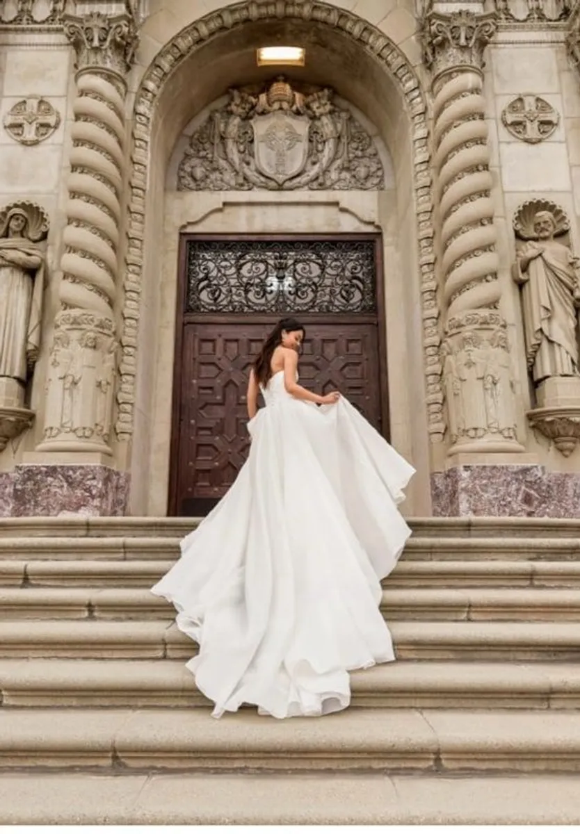 Ivory Organza Wedding Dress, size 10, perfect - Image 2