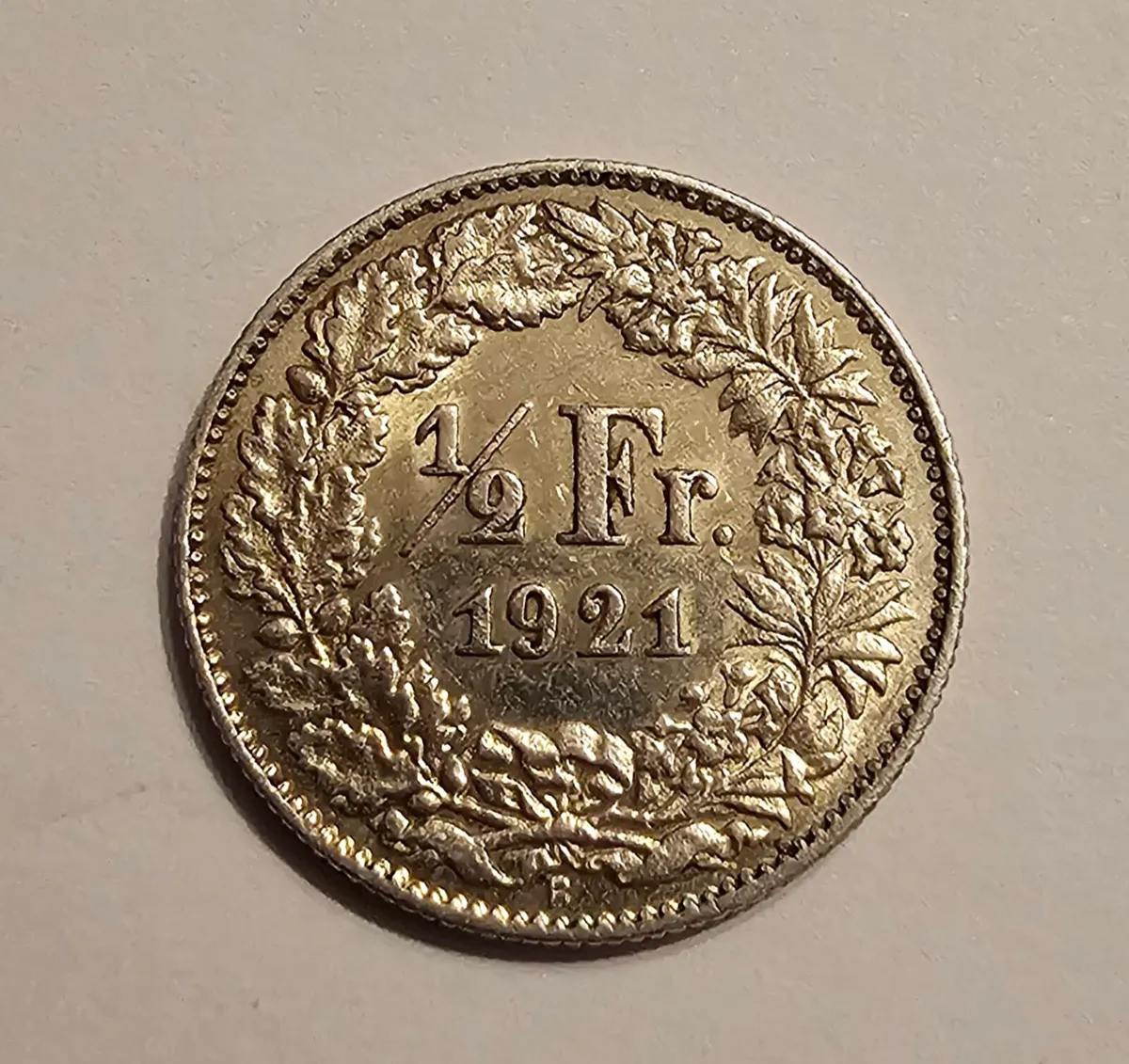1921 helvetia silver half franc - Image 1