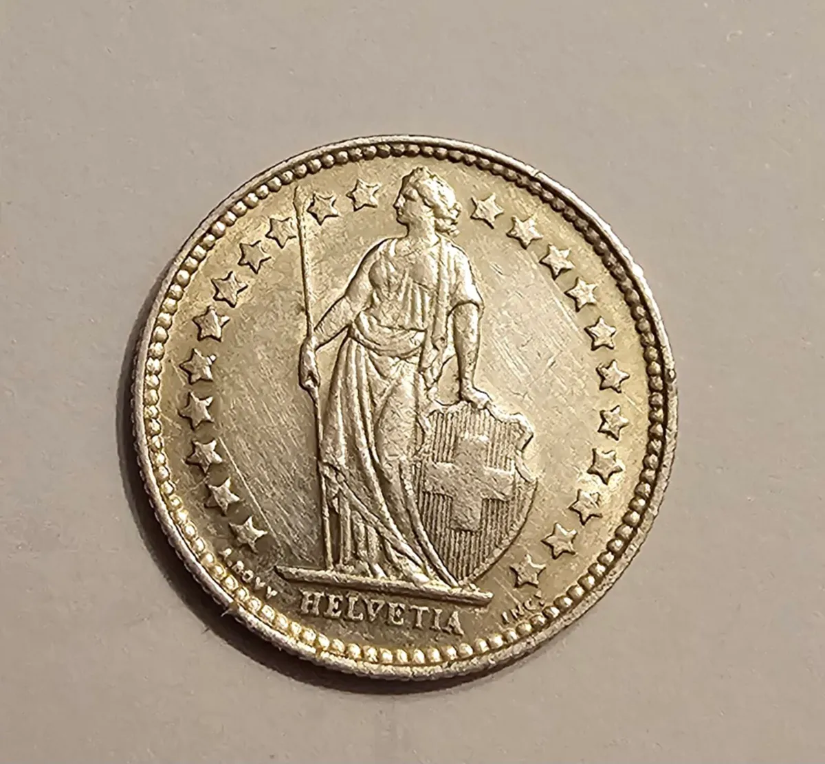 1921 helvetia silver half franc - Image 2