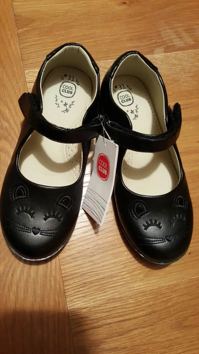 Girls Black Leather School shoes Size 31, Kids UK - Image 3