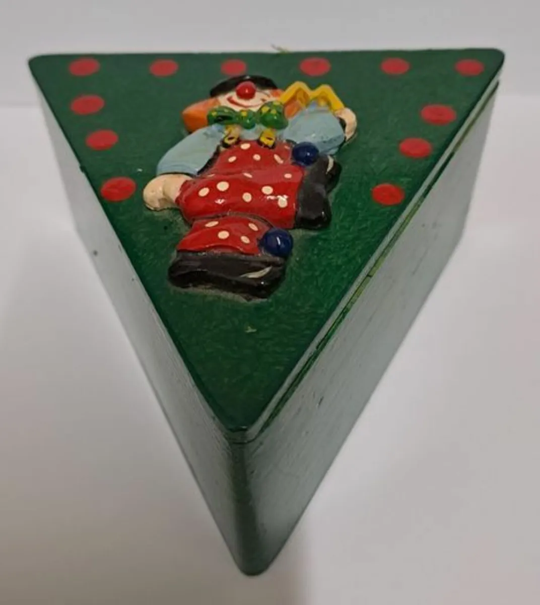 Vintage wooden box with clown - Image 1