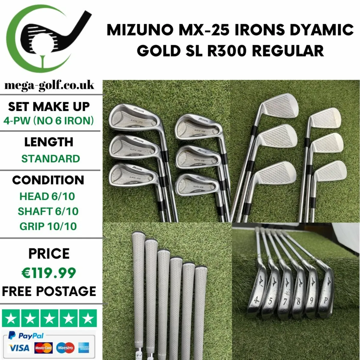 MIZUNO MX-25 IRONS / 4-PW (NO 6 IRON) / REGULAR - Image 1