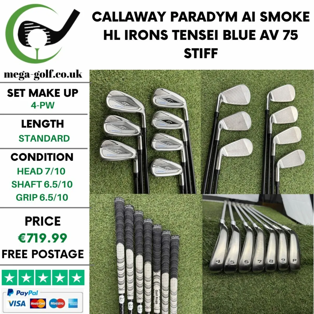 CALLAWAY PARADYM AI SMOKE HL IRONS / 4-PW / STIFF - Image 1