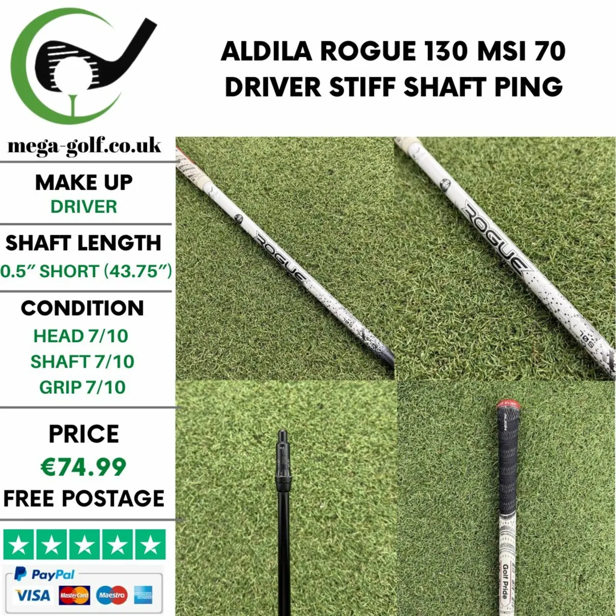 ALDILA ROGUE 130 MSI 70 DRIVER STIFF SHAFT / PING - Image 1