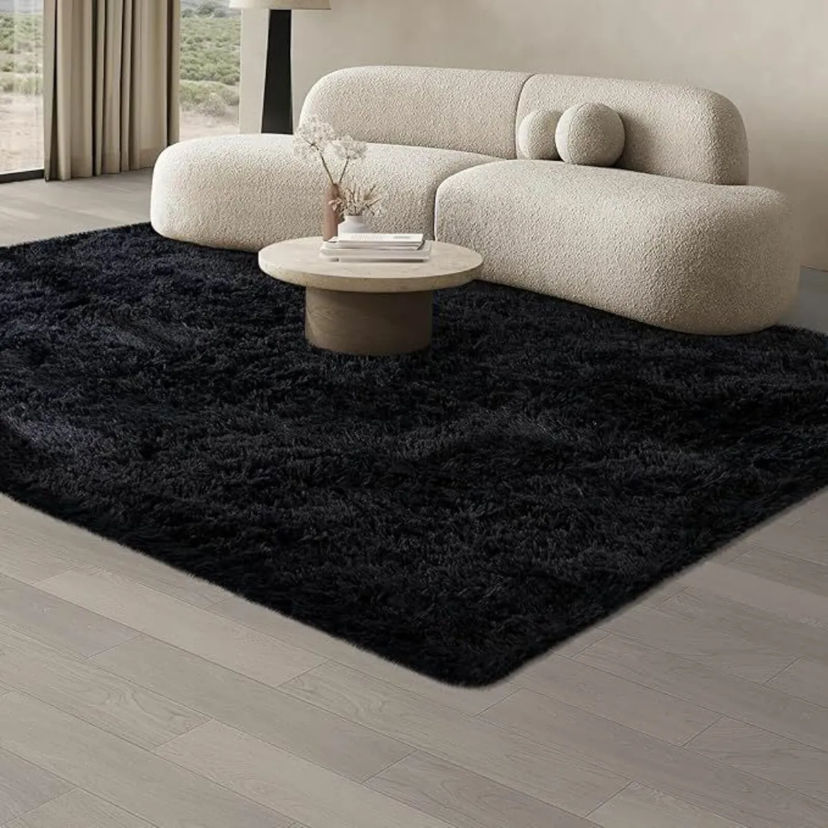 Living Room bedroom  Black Rug Fluffy 160 x 230 cm - Image 4