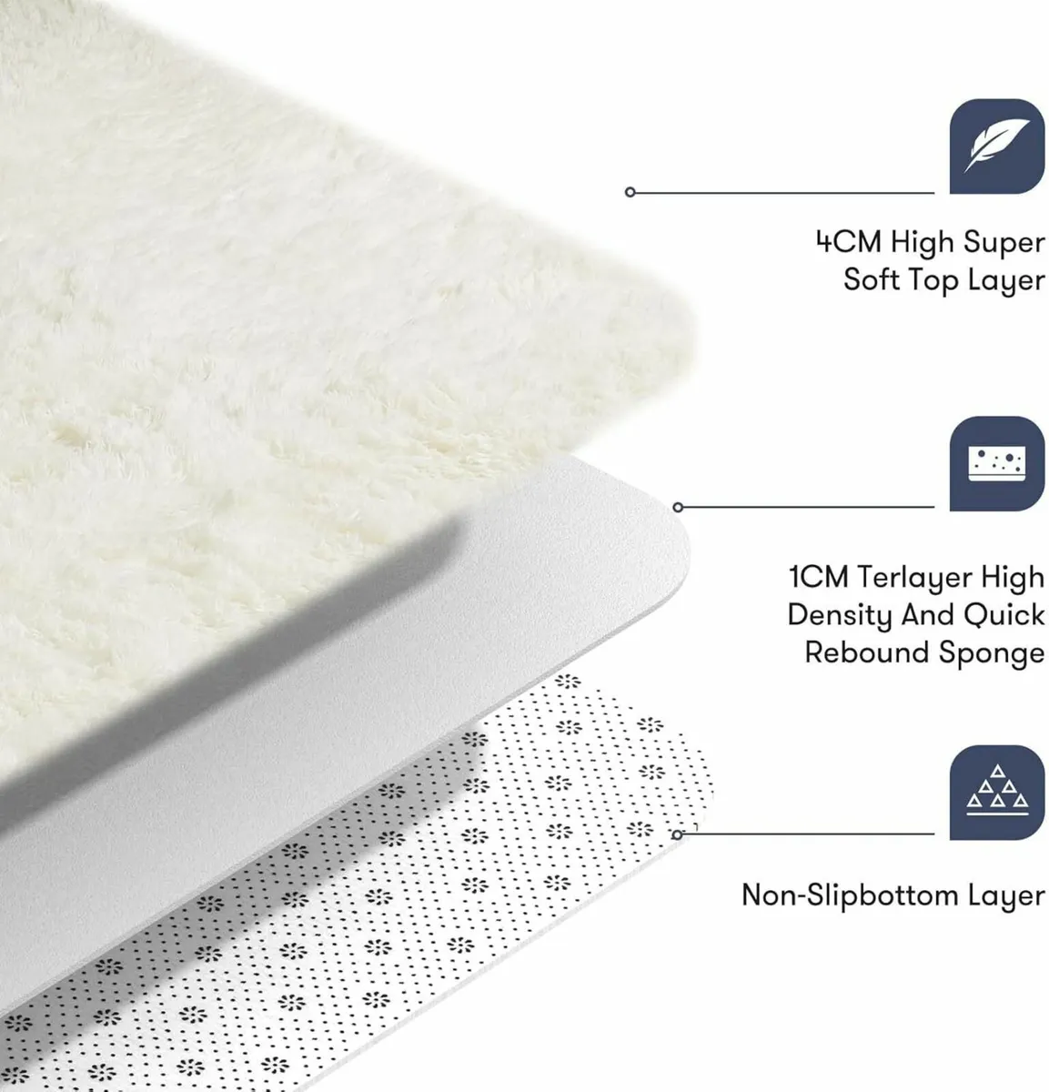 Living Room 160 x 230 cm Cream Rug Soft Fluffy - Image 4