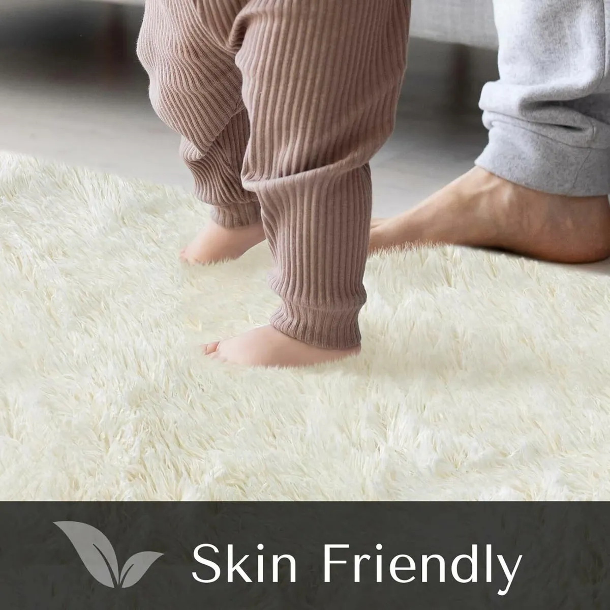 Living Room Cream white Rug Soft Fluffy 200x300cm - Image 4