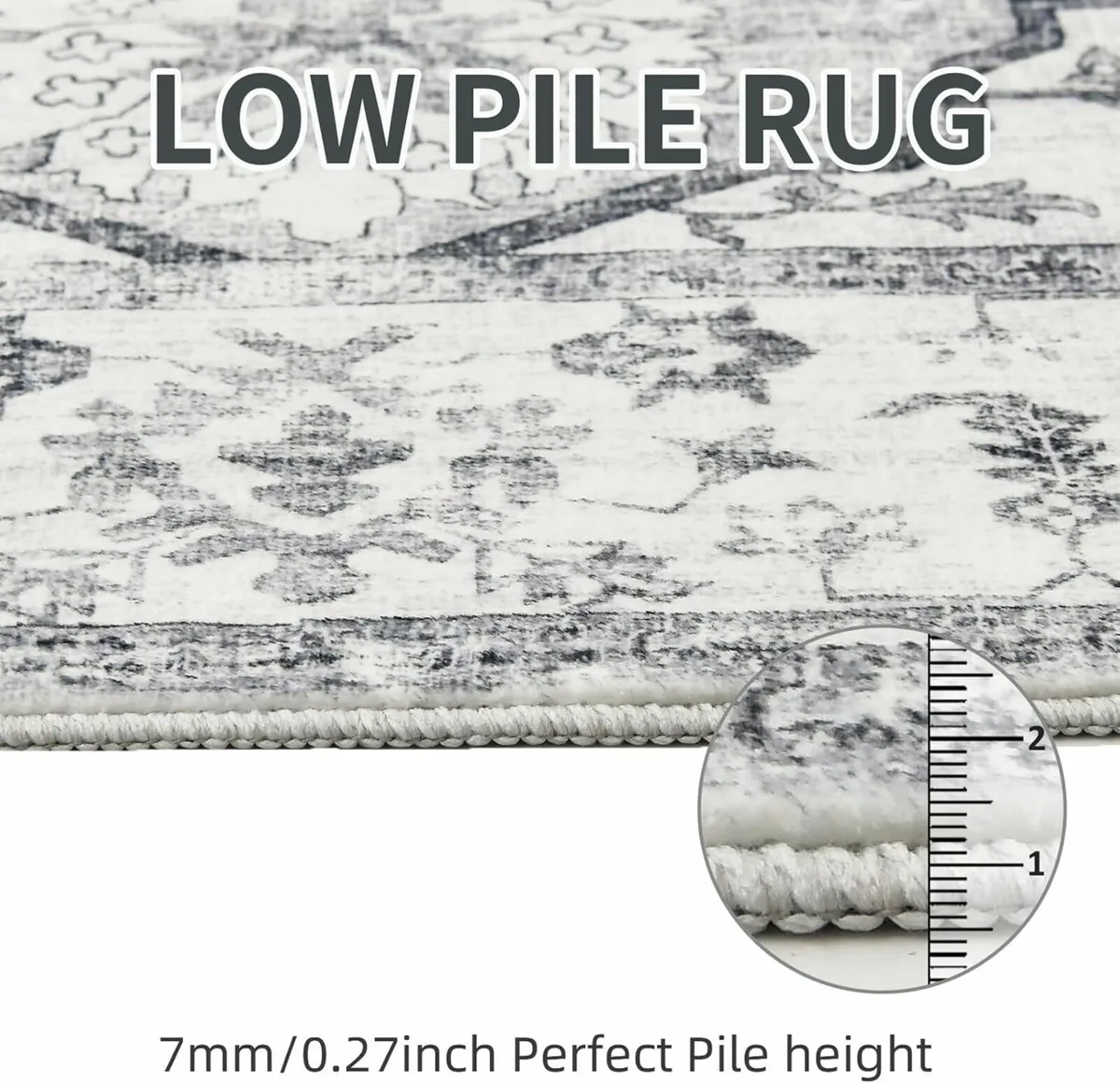 Living Room Grey Vintage Rug Bedroom160x230 cm - Image 2