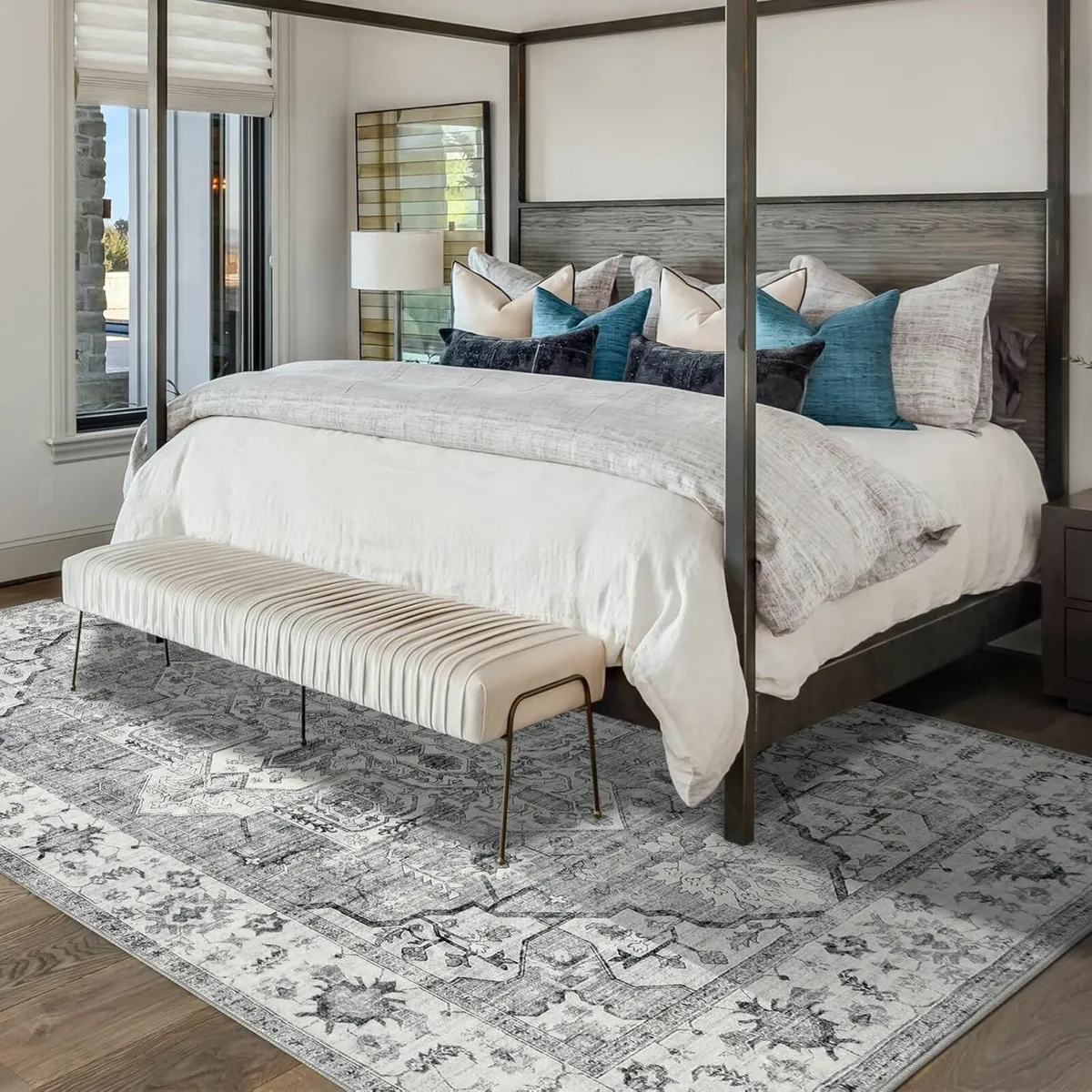 Living Room Grey Vintage Rug Bedroom160x230 cm - Image 3