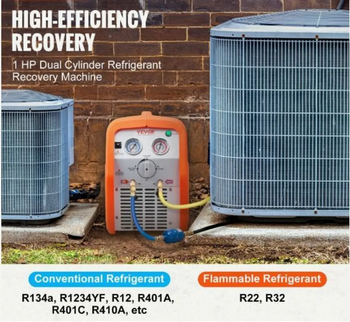 1 HP Refrigerant Recovery Machine - Dual Cylinder - Image 2