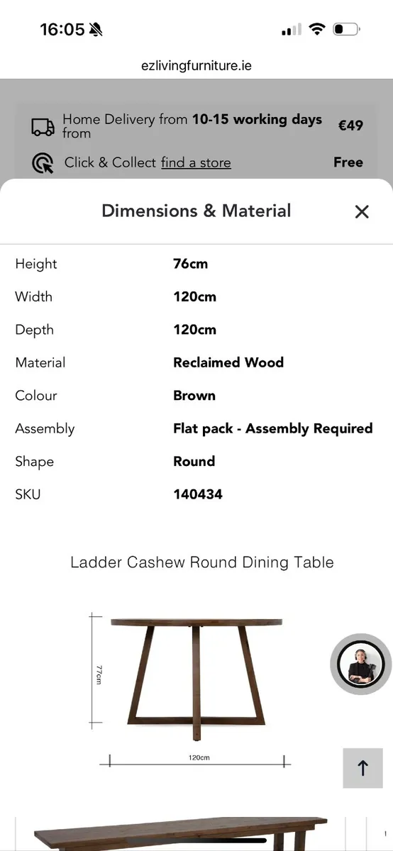 Ez living round dining table reclaimed wood - Image 2