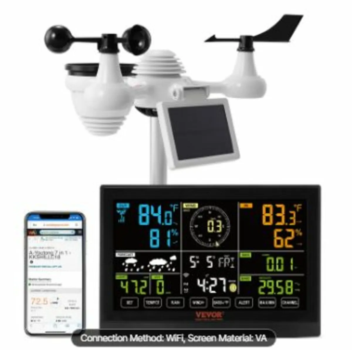 7-in-1 Wi-Fi Weather Station, 7.5 in Color - Image 1