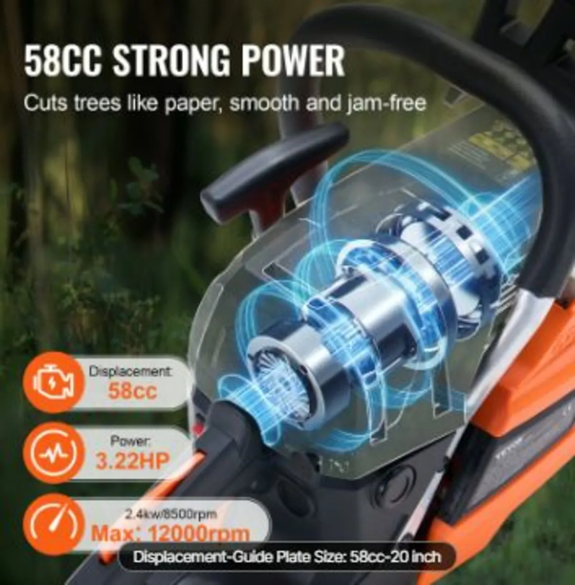 58CC 20" Gasoline Chainsaw Gas - Image 3