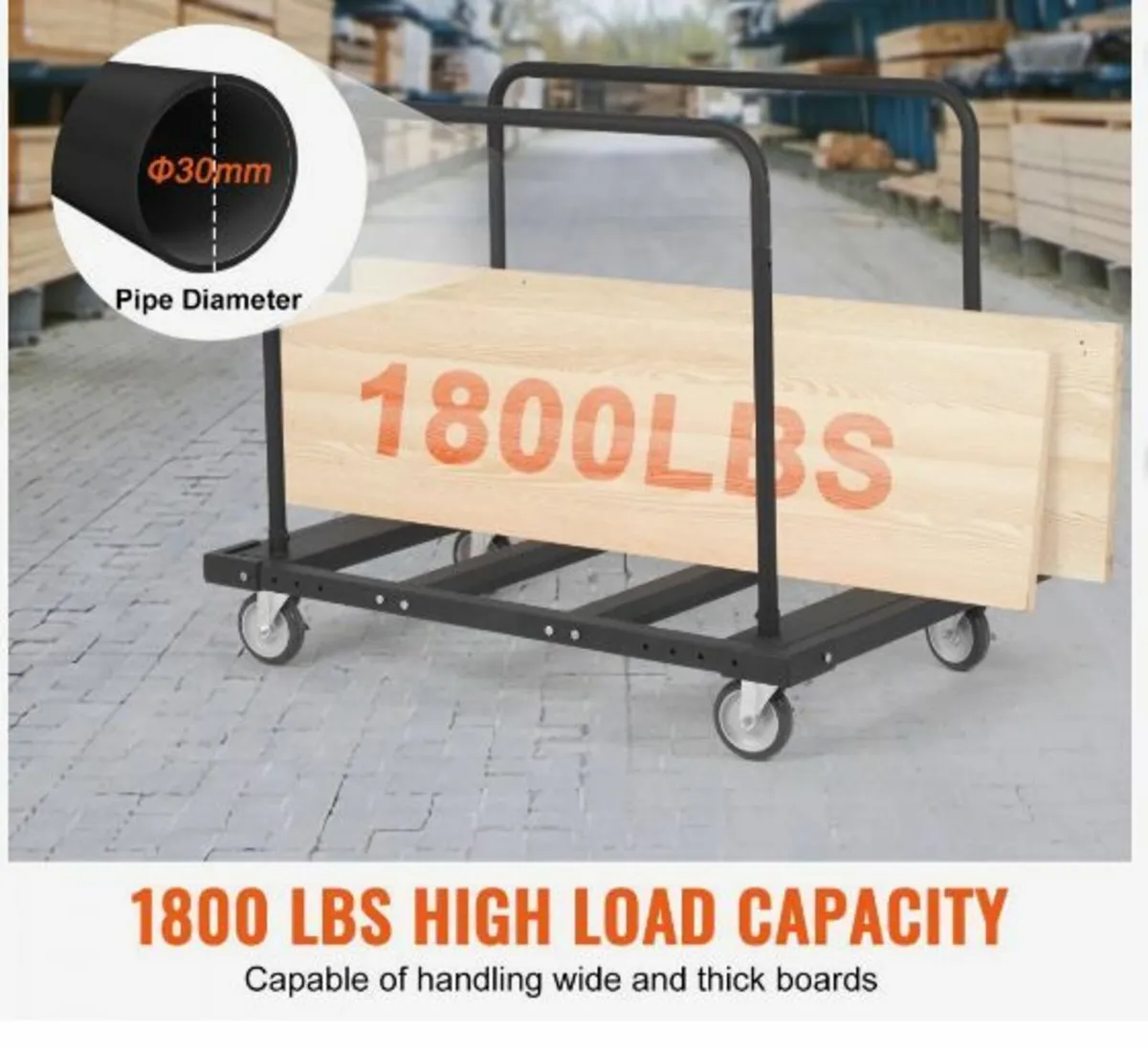 Drywall Cart, 1800 LBS Panel Dolly Cart - Image 2