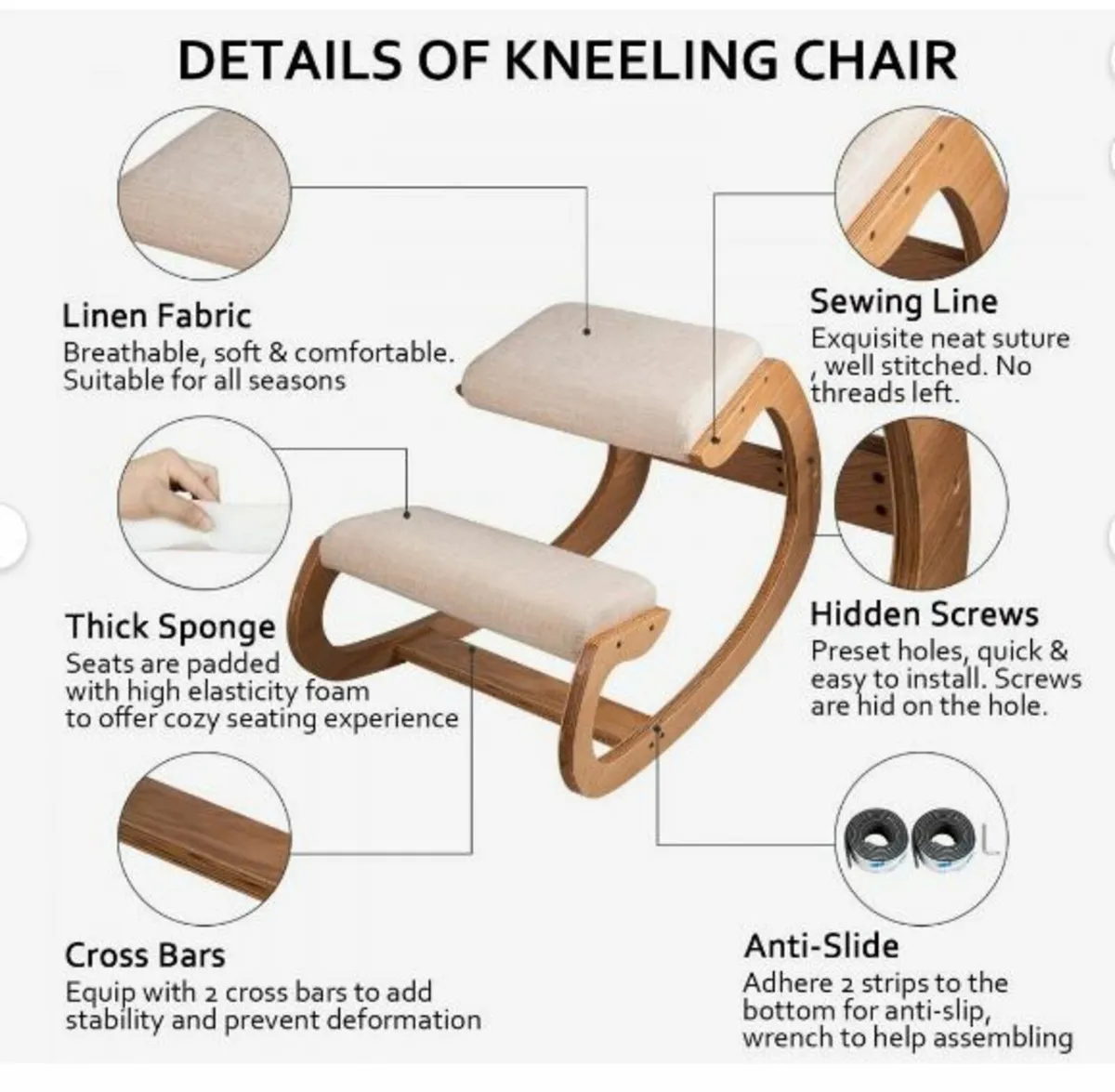 Ergonomic Kneeling Chair 220LB Load Capacity - Image 2